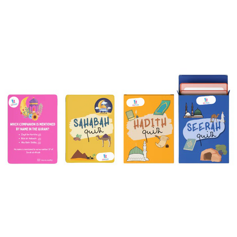 MUHAMMAD ﷺ QUIZ BUNDLE SEERAH, HADITH, SAHABAH & SAHABIYAT QUIZ CARDS ISLAM KNOWLEDGE FOR YOUNG KIDZ