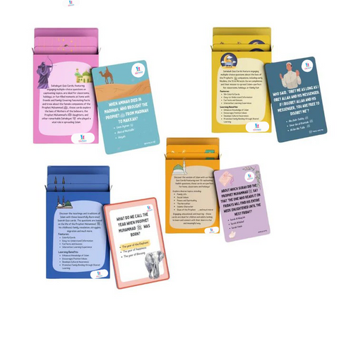 MUHAMMAD ﷺ QUIZ BUNDLE SEERAH, HADITH, SAHABAH & SAHABIYAT QUIZ CARDS ISLAM KNOWLEDGE FOR YOUNG KIDZ